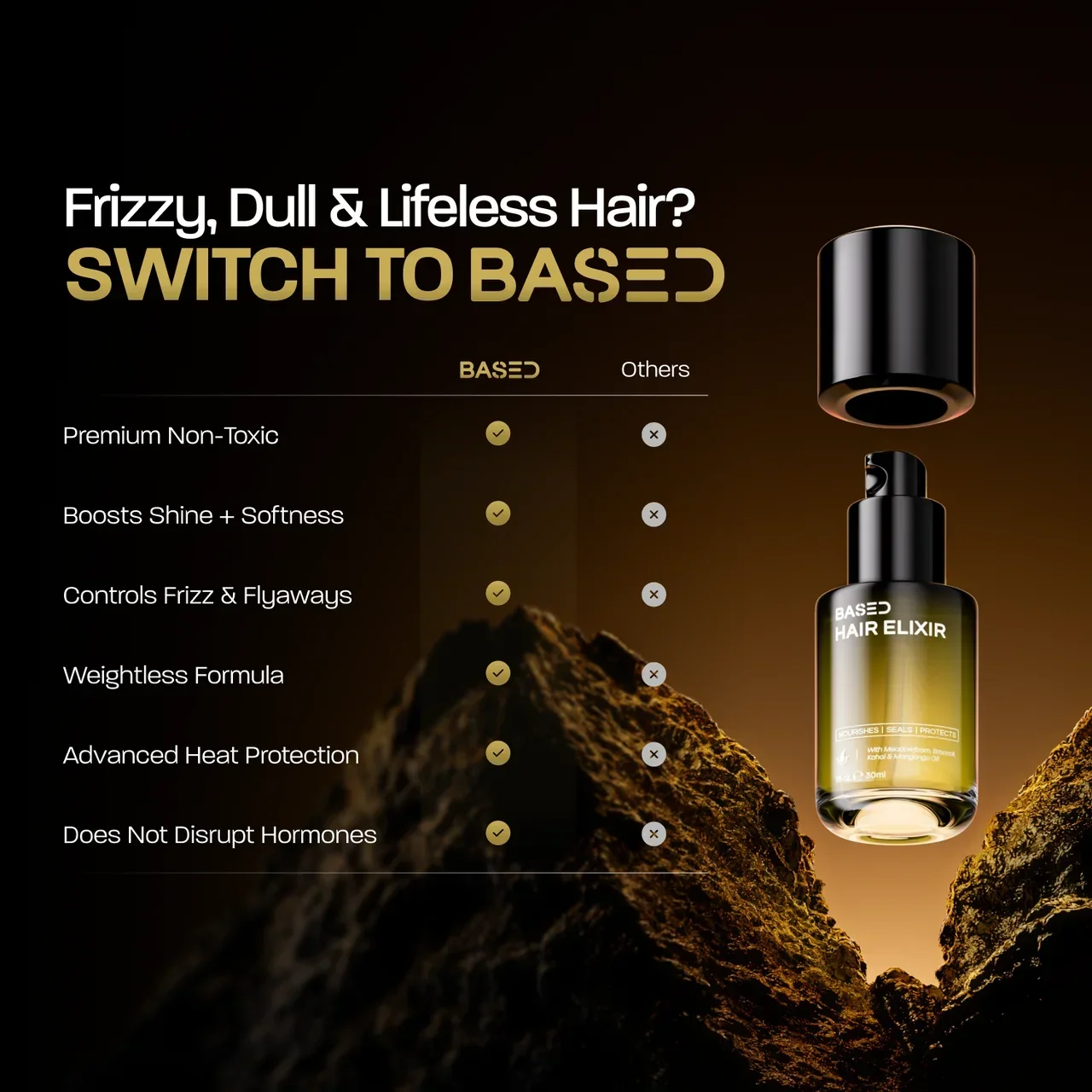 BASED Hair Elixir Hair Styling Result